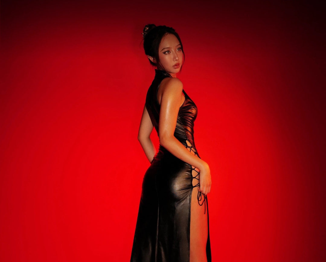 PLZMEE Lingerie strappy leather dress